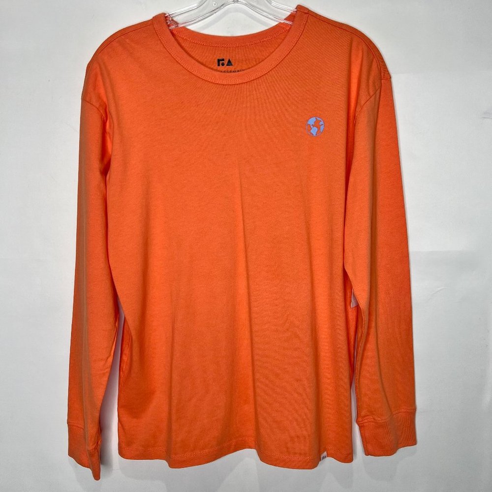 NWT Free Assembly Boy Shirt sz XL 14/16 Orange w/ Blue Earth Logo Long Sleeves T